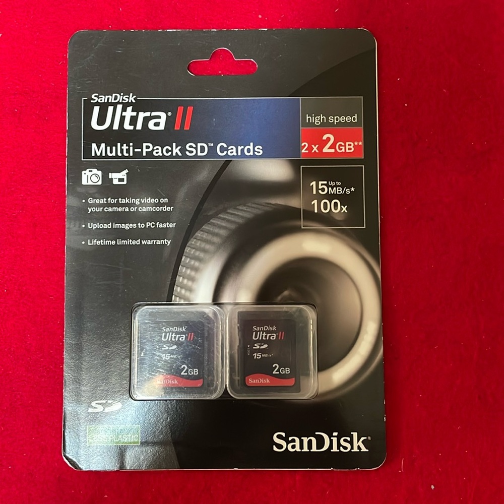 SanDisk Ultra ll Multi-Pack SD Cards-2x2GB up to 15 mb/s*- 100x